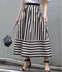 エルフランク【美品】ストライプフレアロングスカート