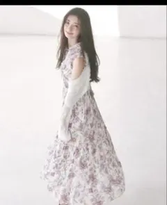 美品 snidel プリーツプリントワンピース 1