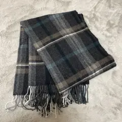 無印良品 ウール ひざ掛けにもなる大判ストール チャコールグレーチェック