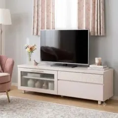 オフホワイト テレビ台 ガラス扉付き 木目調 - メルカリ