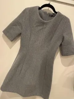 ZARAグレー ウール混紡 半袖ミニワンピース