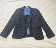グレー系チェック テーラードジャケット　ORIHICA