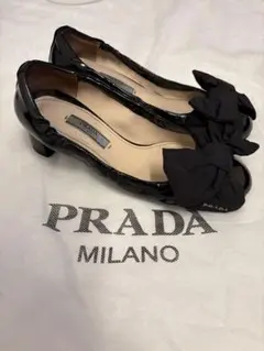 プラダ】PRADA|36|23㎝|リボンパンプス|黒|i1401 - メルカリ