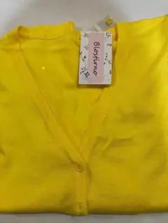 新品 Vネックカーディガン XL ニット 無地 イエロー