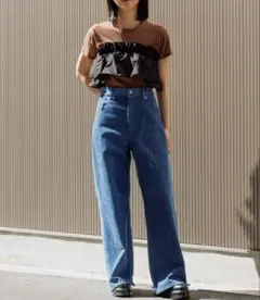 イレギュラーヘムワイドストレートパンツ36