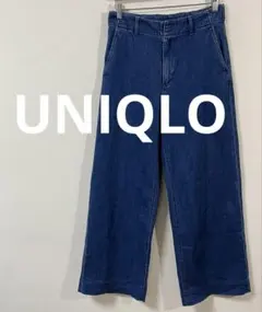 ユニクロ　UNIQLO　ワイドトラウザージーンズ　Lサイズ　ブルー　美品