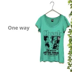【One wayワンウェイ】半袖Tシャツ　緑　グリーン　ビックプリント　おしゃれのサムネイル