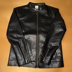 EDWIN ブラックレザージャケット M