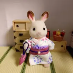 シルバニアファミリーサイズ☆うさぎお母さん用着物セット シルバニアファミリー お父さん＆お母さん着せ替え服 下駄付き