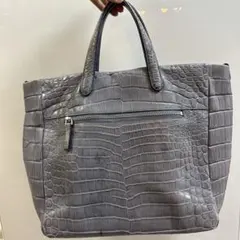 D*A様 ブルーグレー　クロコダイル　本革　2way トートバッグ