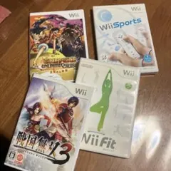 【Wiiソフト4点セット】ワンピULC2、戦国無双3、Fit、Sports