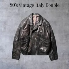 80's vintage ダブルライダース 短丈レザージャケット ラム XL相当