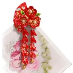 髪飾り　つまみ細工　ヘアクリップ　お花　和装　初節句　着物　キッズ　ヘアアレンジ