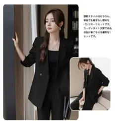 レディース フォーマル パンツセットアップ M ブラック３点セット