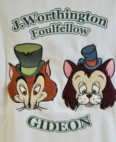 ★ピノキオ★ギデオン★ファウルフェロー★刺繍★ディズニーTシャツ★中白Lsize