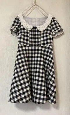 WILLSELECTION リネン混　ギンガムチェック　ワンピース　襟着脱可能