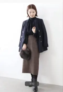 超美品　LaTotalite ウールチェックポケットタイトスカート