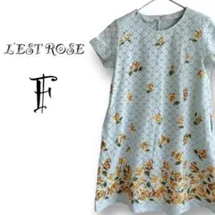 【美品】レストローズ ワンピース【F】水色 花柄 レース 半袖 バラ柄 地雷系