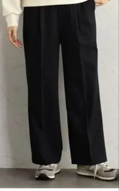 found good 裏起毛ワイドパンツ　L 黒ストライプ