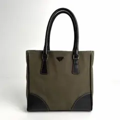 PRADA プラダ トートバッグ ハンドバッグ 三角ロゴ キャンバス レザー