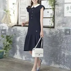 新品✨Prima Scherrer 襟付き パールボタン ワンピース ニットのサムネイル