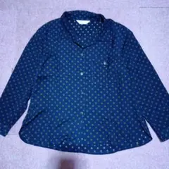 Montare ネイビーゴールドドット長袖ブラウス