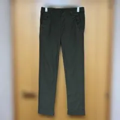 ダークグリーン スラックス裏起毛