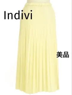 美品INDIVI プリーツスカート　イエロー ウエストゴム レディースのサムネイル
