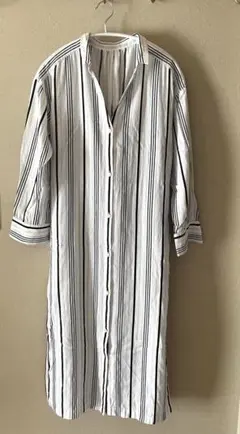 ユナイテッドアローズ　ストライプ柄 ロングシャツワンピース 綿100%のサムネイル