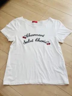 アースミュージックアンドエコロジー Tシャツ Mサイズ　ホワイト チェリー柄のサムネイル