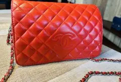 CHANEL マトラッセ チェーンショルダーウォレット赤のサムネイル
