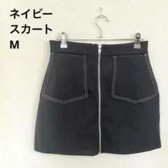美品　ネイビー　台形　スカート M スコート　ポケット　紺のサムネイル