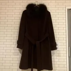 断捨離！ブラック ウール・カシミヤ コート Sサイズ リアルファー 