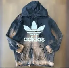 adidas プルオーバーパーカー リメイク ボロスウェット 古着 Mサイズ