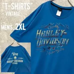 vintage《ハーレーダビッドソン》両面プリントTシャツ/ブルー/メンズ2XL