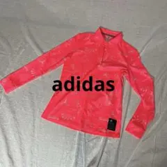 adidas ピンク 長袖ポロシャツ Fサイズ