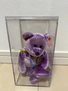 【ケース付き】Ty Beanie Babies 紫ベア2003年限定 バッジ付