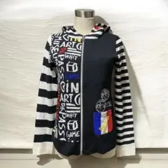 カステルバジャック ウールニット ジップアップ パーカー 刺繍 レディース 40