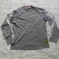 Lサイズ DIESEL ロンT 長袖Tシャツ グレー バックロゴのサムネイル