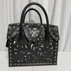 ⭐️極美品⭐️⭐️　カービングトライブス　パンチングレザー　ハンドバッグ　ブラック