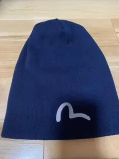 ＊エヴィス EVISU カモメ 総柄 ロゴ ボンボン付 ニット帽 エヴィス EVISU カモメ 総柄 ロゴ ボンボン付 ニット帽