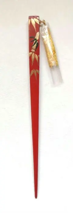 木製 かんざし ヴィンテージ 未使用 金蒔絵