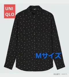 ユニクロ レーヨンエアリープリントブラウス　 UNIQLOドット柄 長袖シャツ