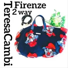 イタリア製 テレサカンビ ファー ピエロ 2way トートバック 紺 A4 赤のサムネイル