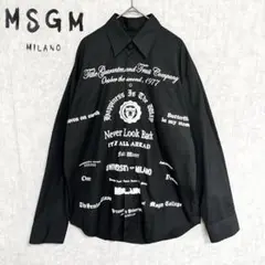MSGM ブラック グラフィックプリント 長袖シャツ イタリア製 ロゴ刺繍のサムネイル