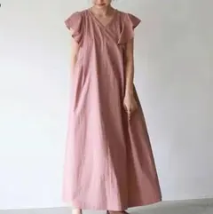 夏　ノースリーブワンピース ロングワンピース 体型カバー　ピンク　涼しい　海外