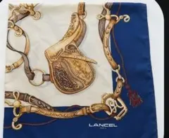 LANCEL PARIS スカーフ 馬具柄 ブルー(60cmx60cm)のサムネイル