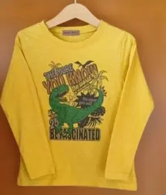 恐竜デザイン 長袖Tシャツ 濃い 黄色　120　キッズ 子ども