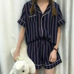 ルームウェア 上下セット ネイビー M