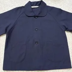 襟付き紺色無地　スモック120cm